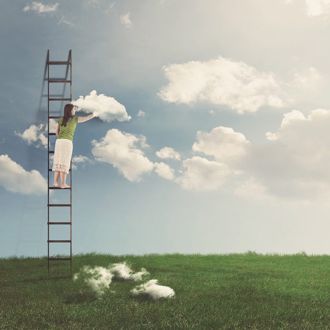 girl painting clouds
